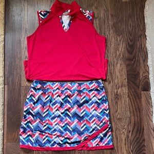 Izod Golf Colorful Geometric Women's Skort & Top Set